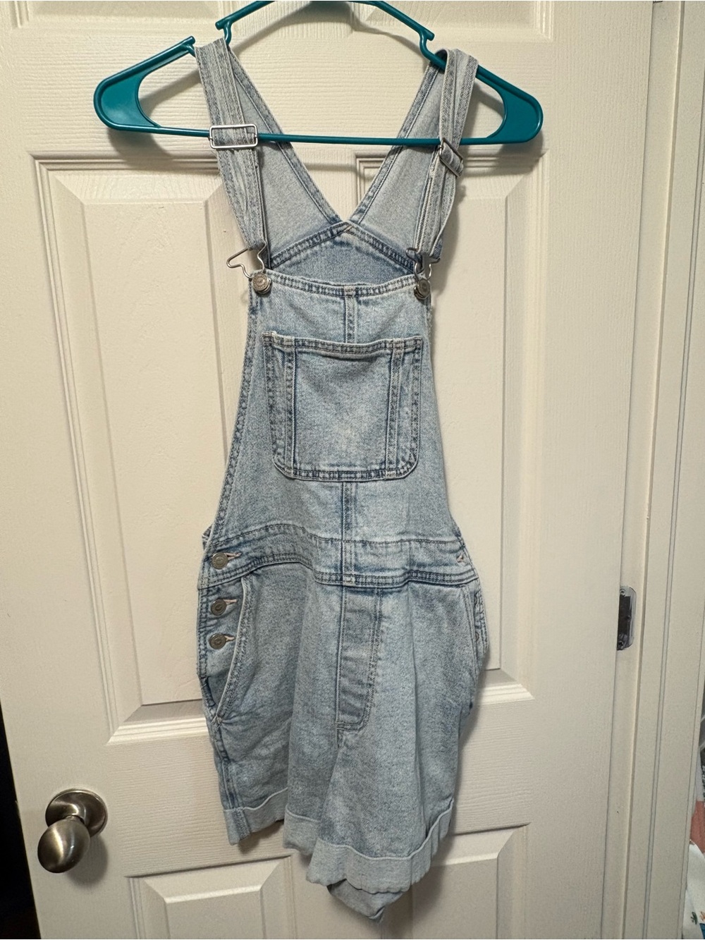 Hollister Light Blue Denim Overall Mini Dress